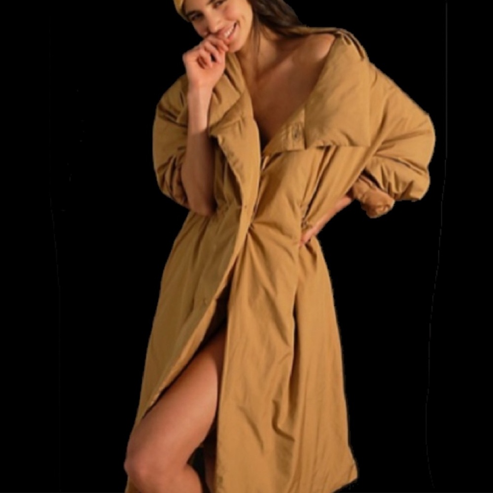 Free People Downtown Duvet camel long puffer coat